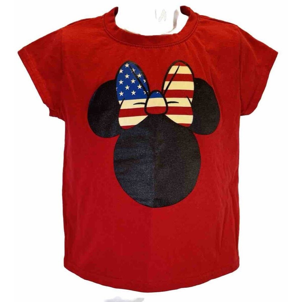 Disney Celebrate Together Minnie American Flag Bow Shirt Girl's Size XS